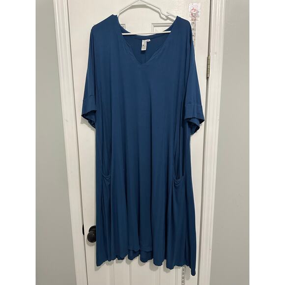 Flutter, boutique, brand clothing, plus size 2x blue dress pockets - Picture 1 of 8